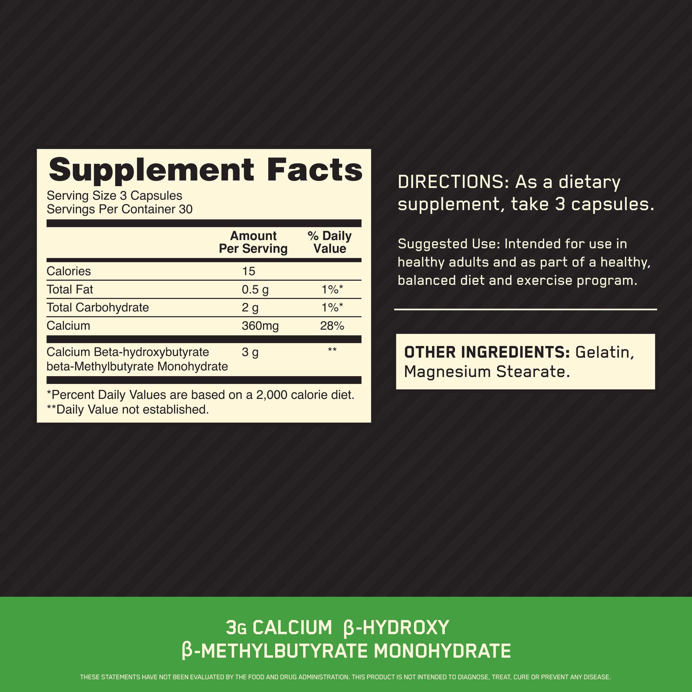 Optimum Nutrition HMB 1000 capsules stacked for daily muscle support