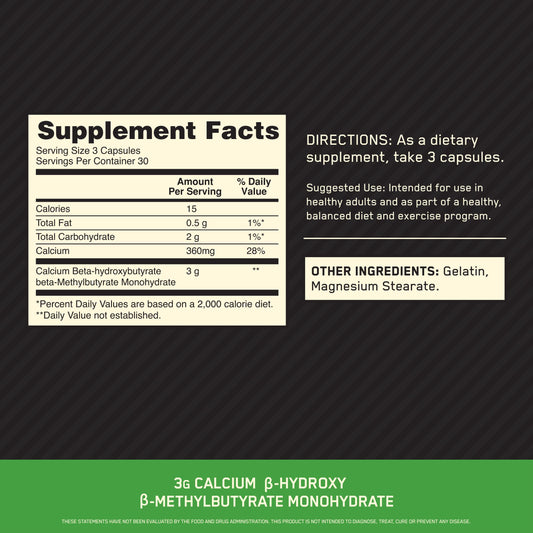 Optimum Nutrition HMB 1000 capsules stacked for daily muscle support