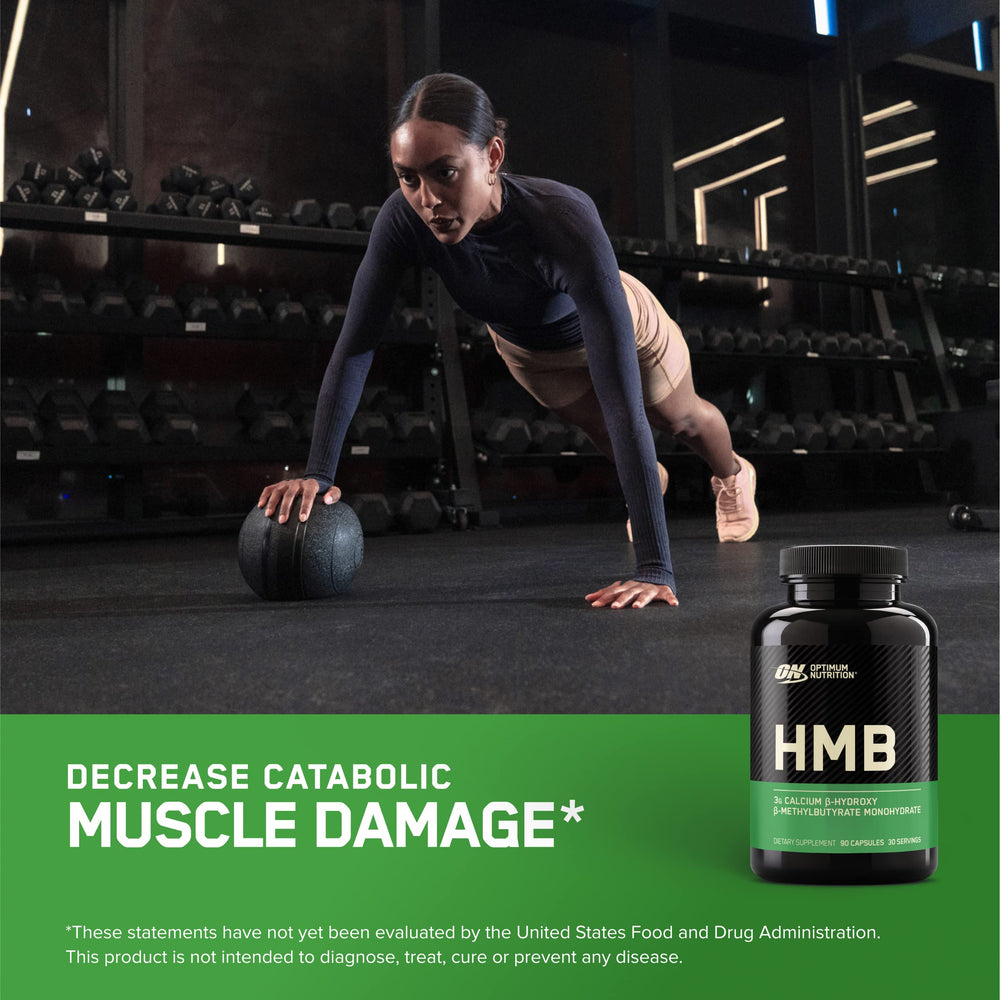 Optimum Nutrition HMB 1000 label close-up with dosage details for informed use