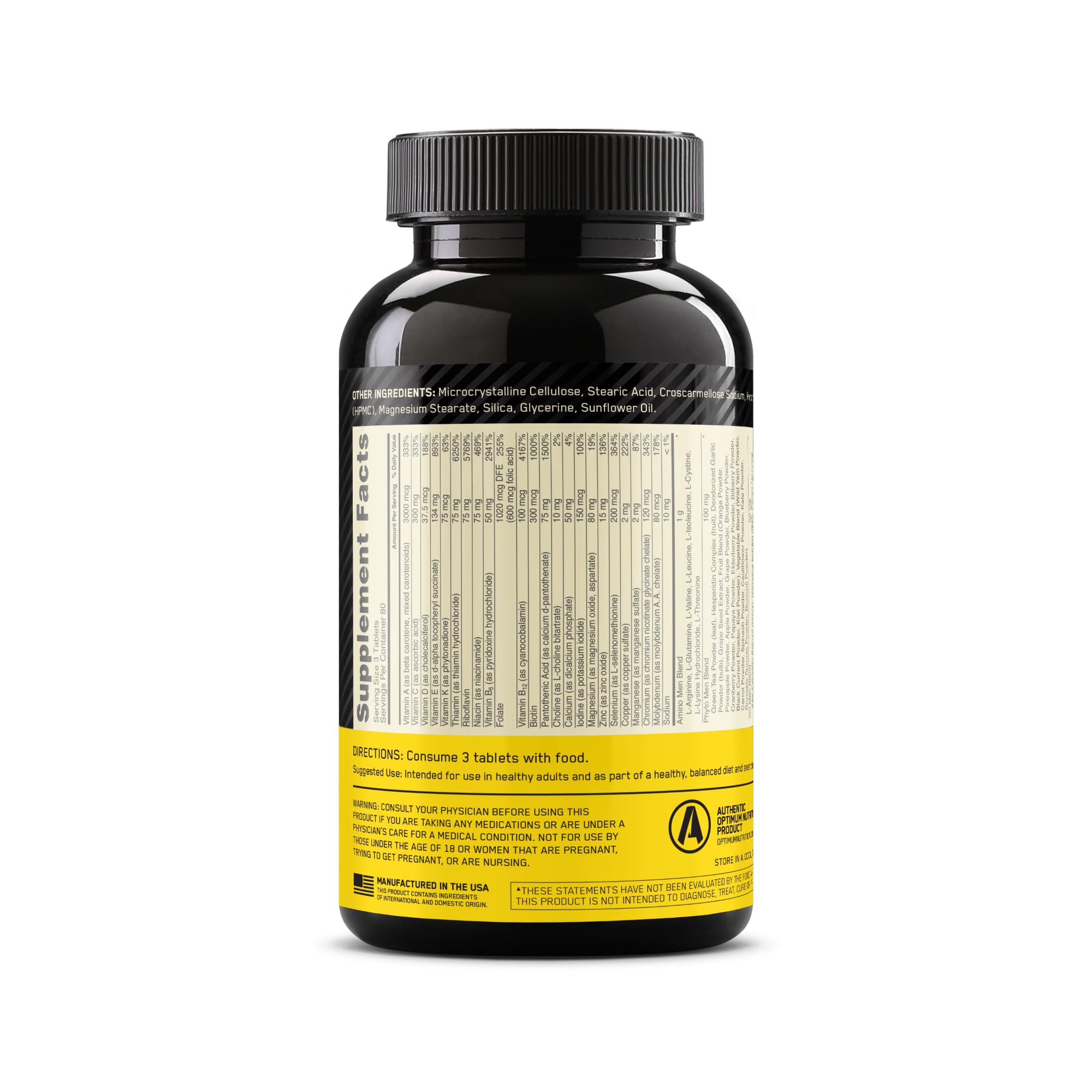 Opti-Men packaging box image hints at on-the-go nutrition for active lifestyles