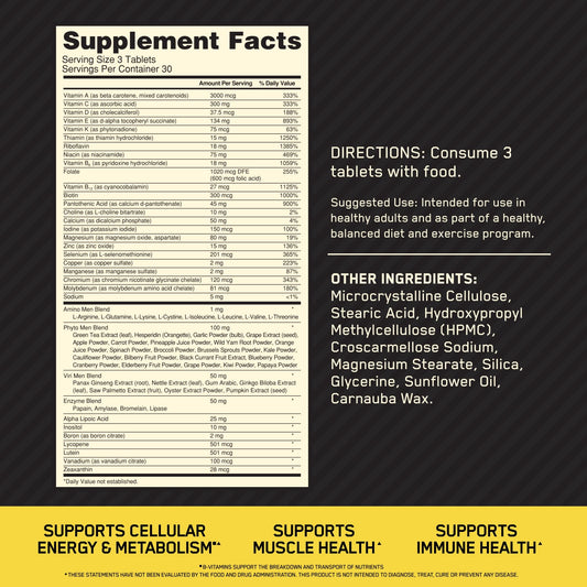 Optimum Nutrition Opti-Men tablets daily dose supports energy and immune health