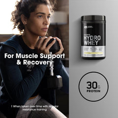 Optimum Nutrition Platinum Hydrowhey Velocity Vanilla bottle highlighting premium hydrolyzed protein.