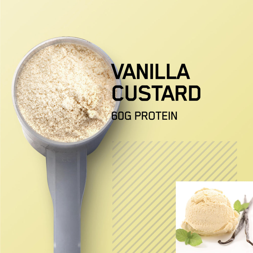 Optimum Nutrition Pro Gainer Vanilla Custard in blender for easy preparation.