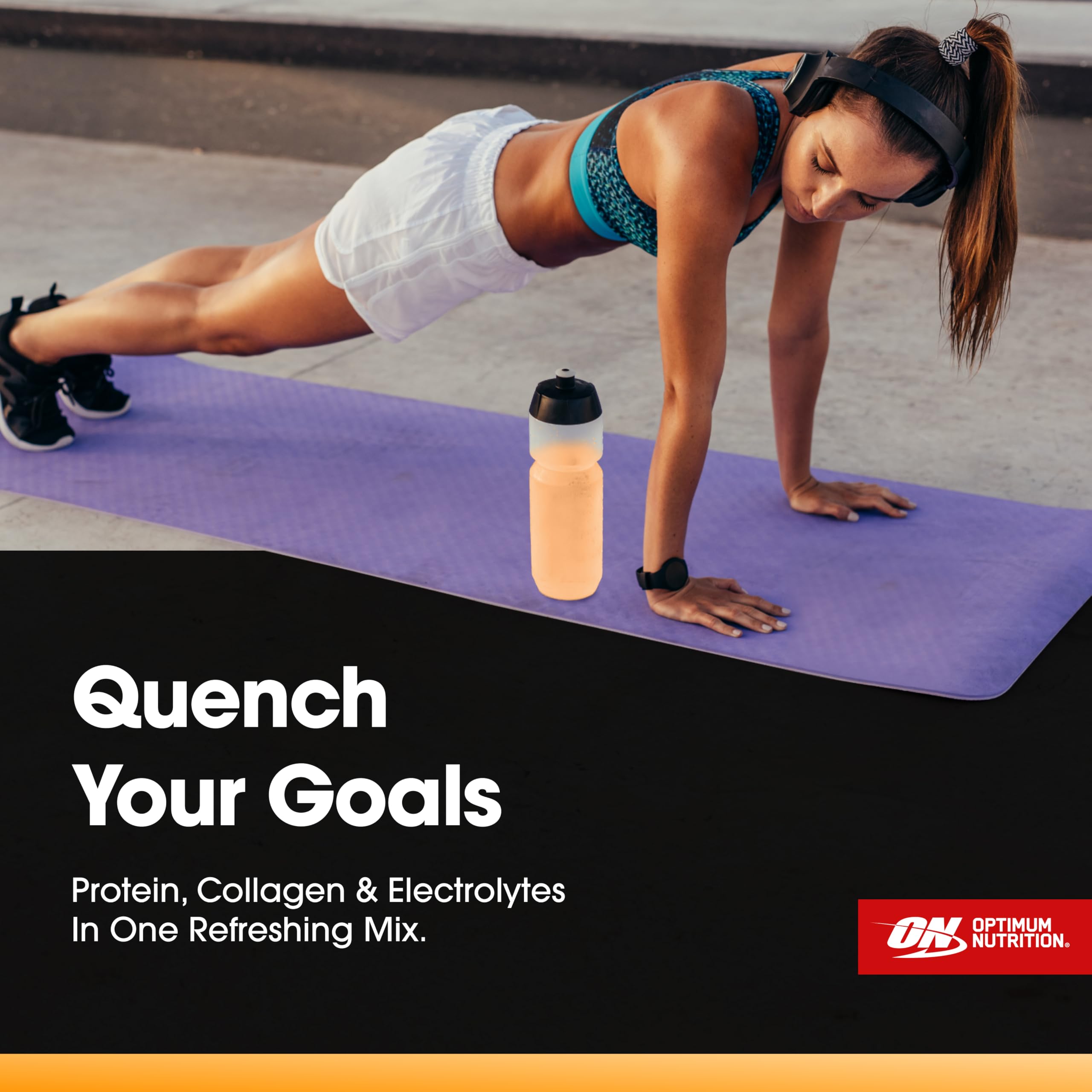 Optimum Nutrition Pro Quench collagen peptides close-up on packaging