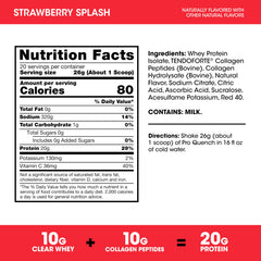 Optimum Nutrition Pro Quench label close-up highlighting zero sugar and protein per serving