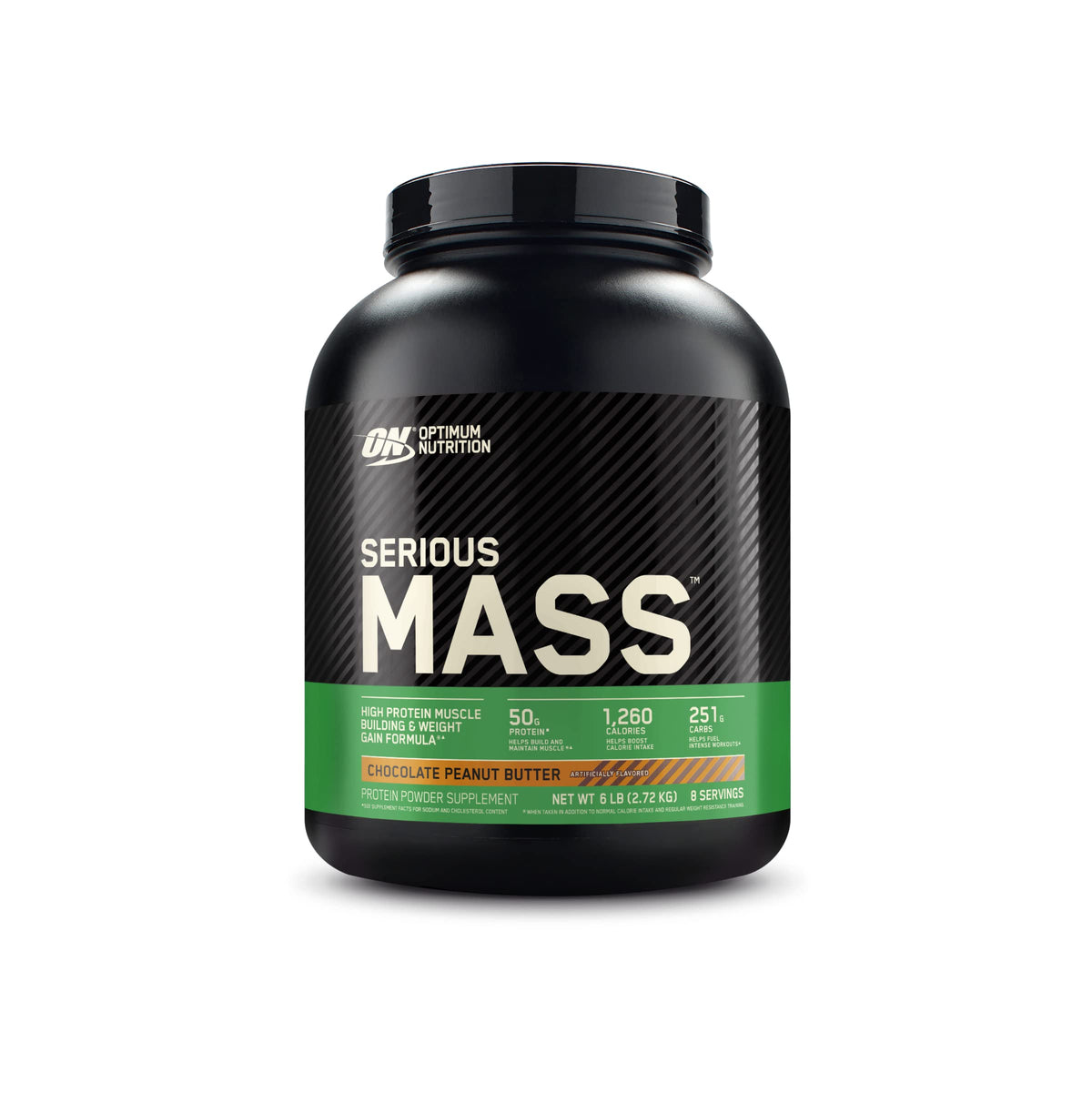 Optimum Nutrition Serious Mass bottle in chocolate peanut butter for weight gain support