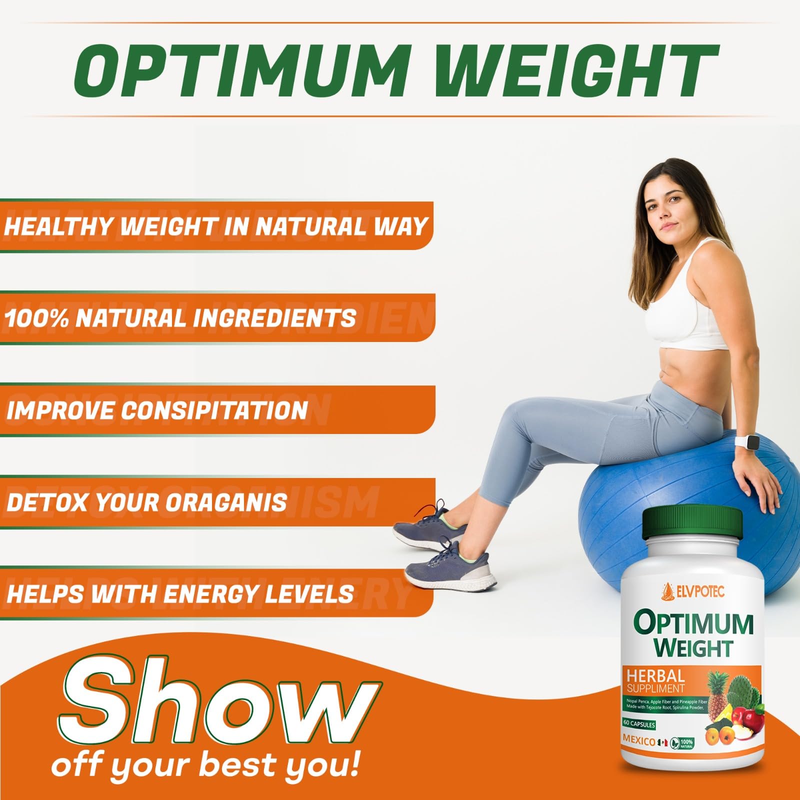 Optimum Weight cleanse capsules close up showing daily use