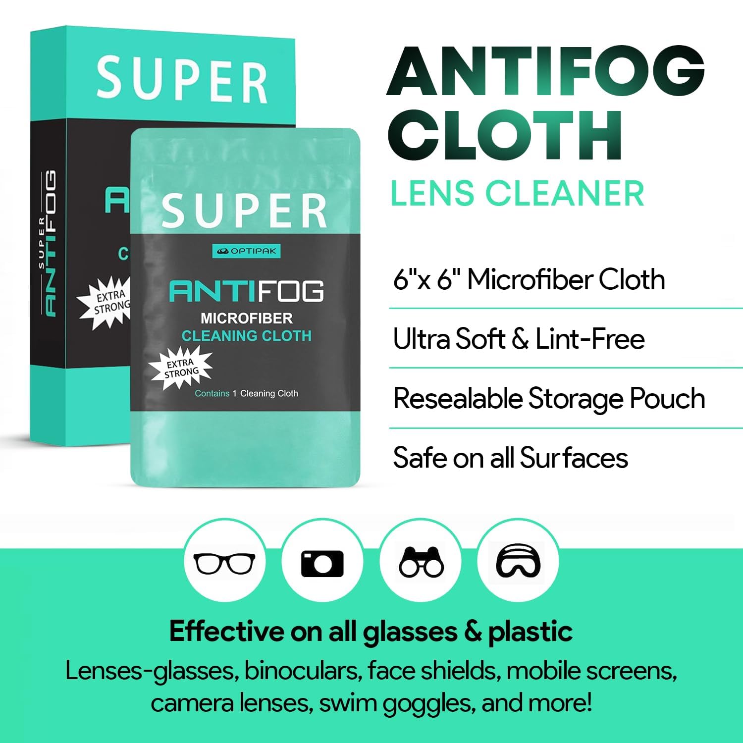 Optipak defogging cloth helps clear face shields and ski masks without scratches