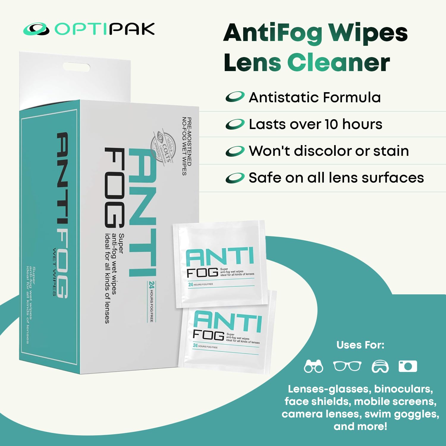 OPTIPAK anti fog wipes for binoculars keep distant views sharp during outdoor adventures.