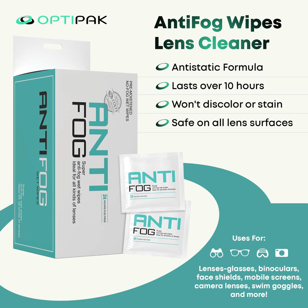 OPTIPAK anti fog wipes for binoculars keep distant views sharp during outdoor adventures.