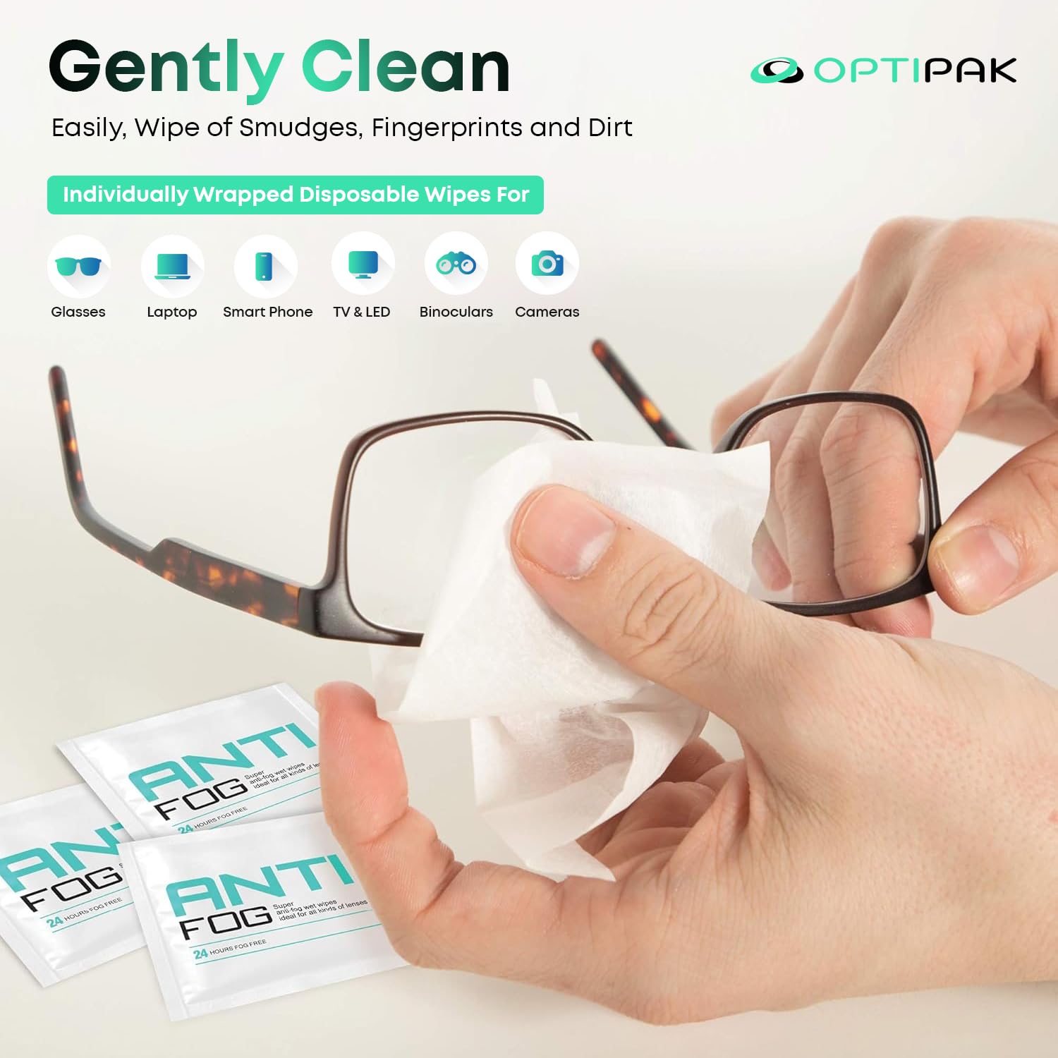 OPTIPAK individually wrapped wipes stay fresh for quick cleanup anywhere.