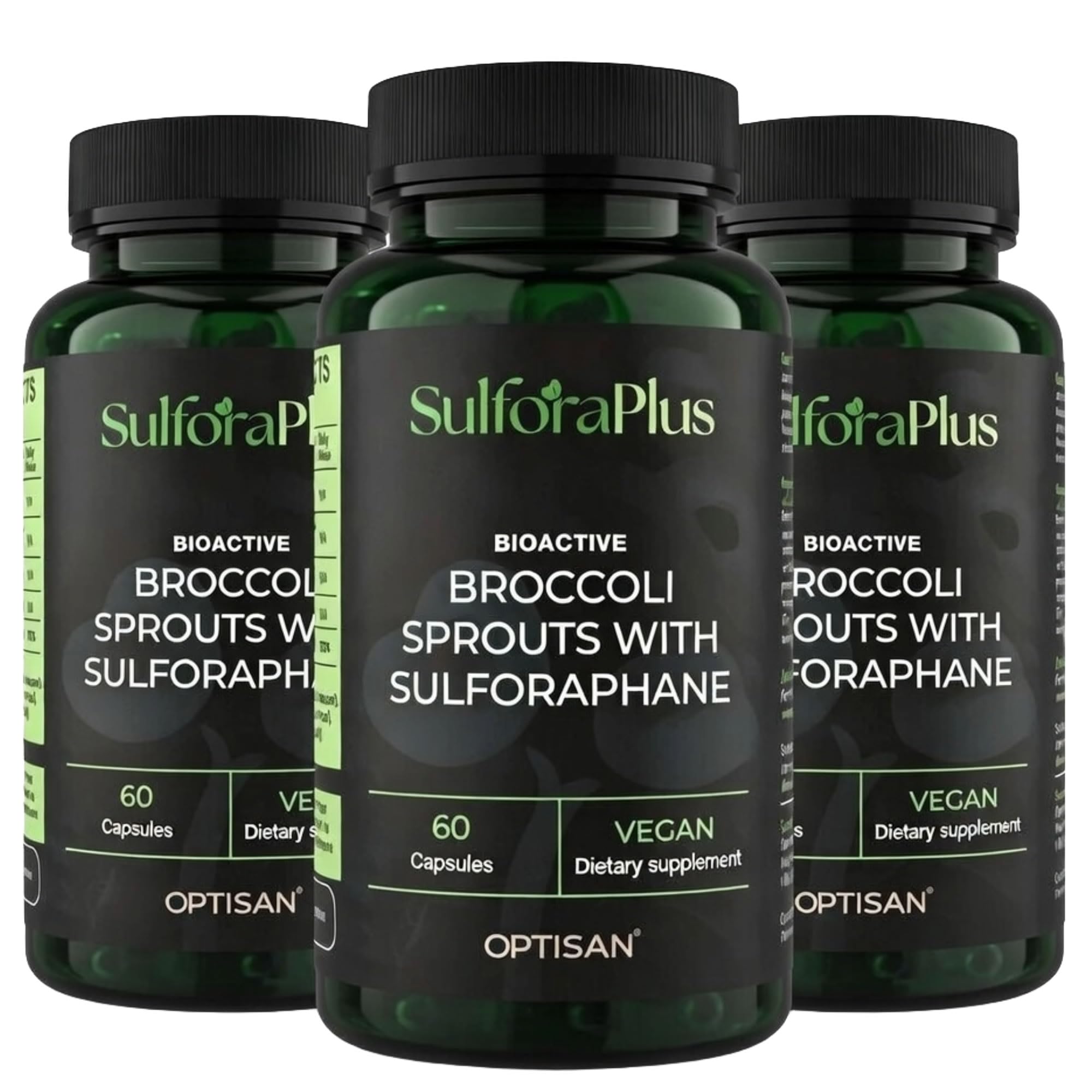 Optisan SulforaPlus bottle with capsules for convenient daily support.