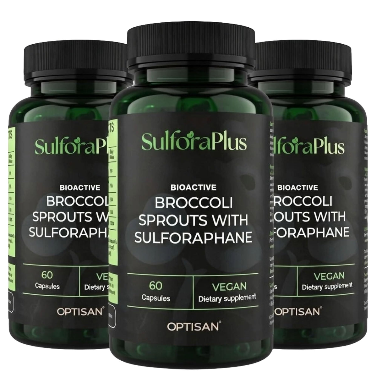 Optisan SulforaPlus bottle with capsules for convenient daily support.