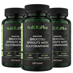 Optisan SulforaPlus bottle with capsules for convenient daily support.