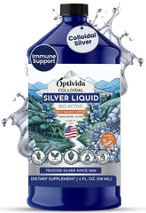 Optivida colloidal silver liquid bottle with 10ppm label for daily wellness