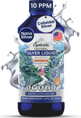 OPTIVIDA Colloidal Silver Liquid bottle pour shows neutral taste for easy daily use.