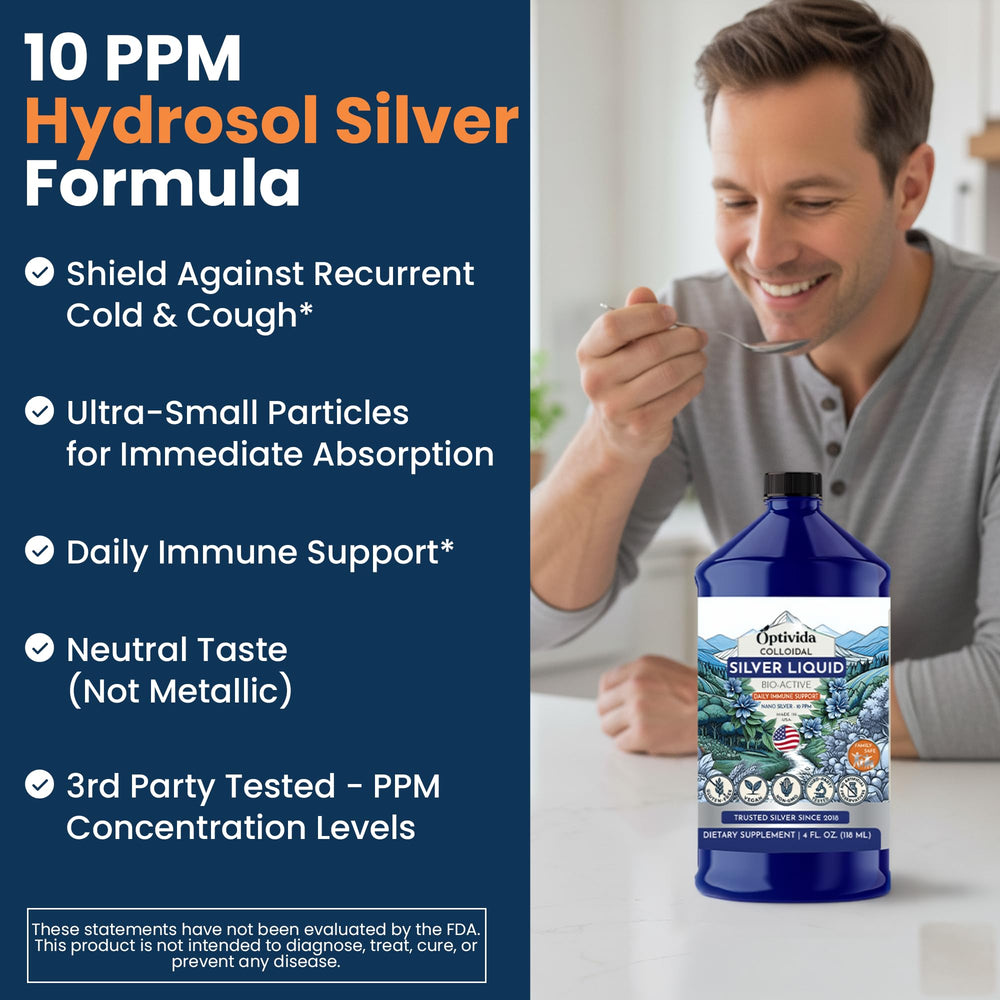 Optivida silver liquid with neutral taste supports easy daily use