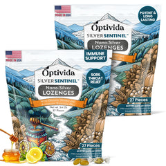 OPTIVIDA Nano Colloidal Silver Lozenges front pack for easy immune-support on the go.