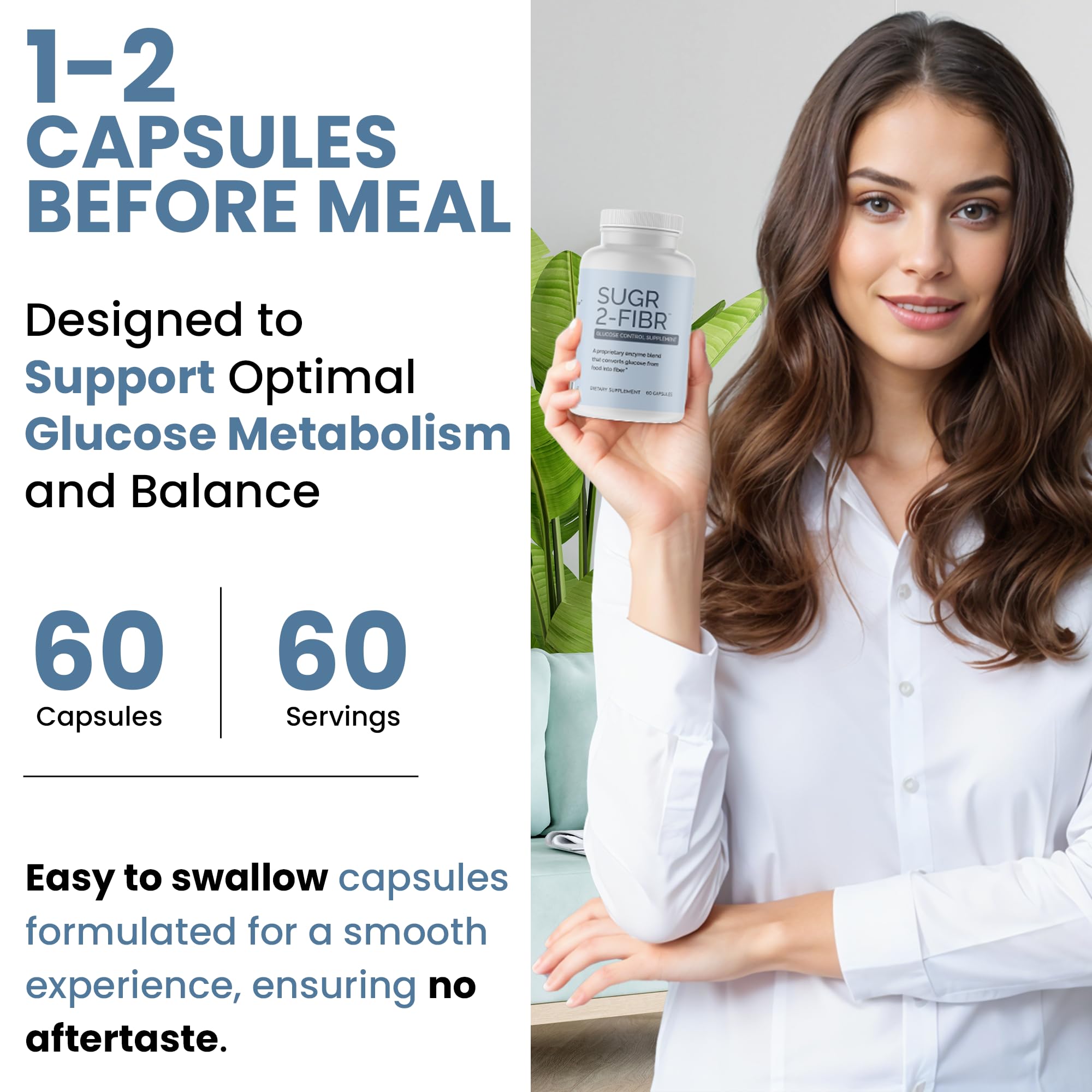 OPTIVIDA Sugr-2-Fibr daily-use scene suggesting pre-meal dosing for consistent energy