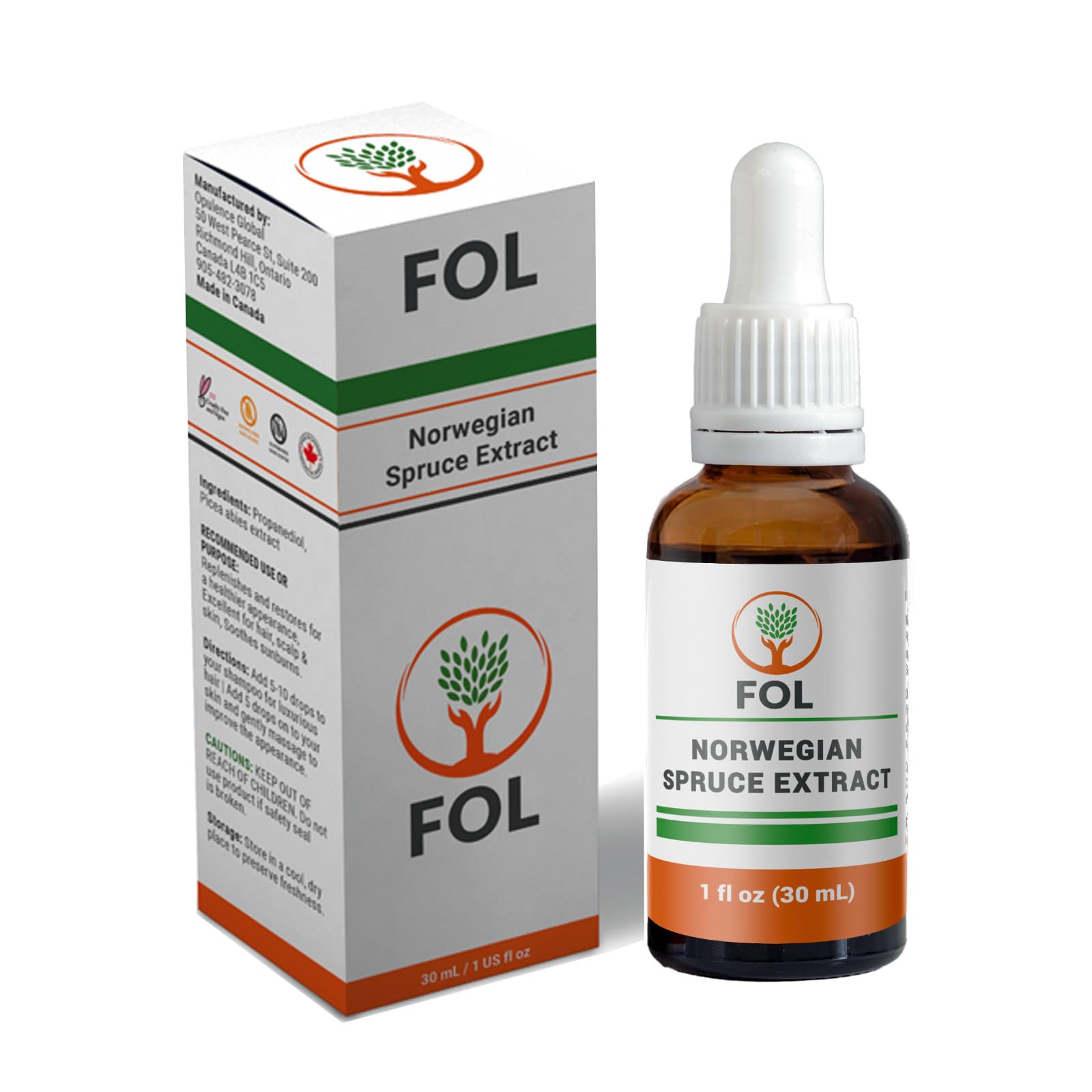 Opulence Global FOL forest bottle in natural light, promoting daily antioxidant support.