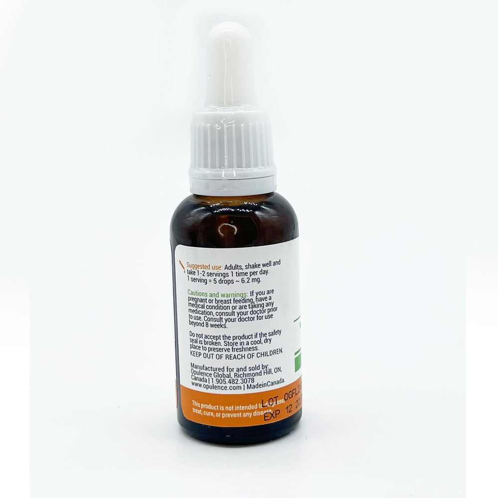 Opulence Global FOL packaging close-up, ideal for travel and premium antioxidant use.