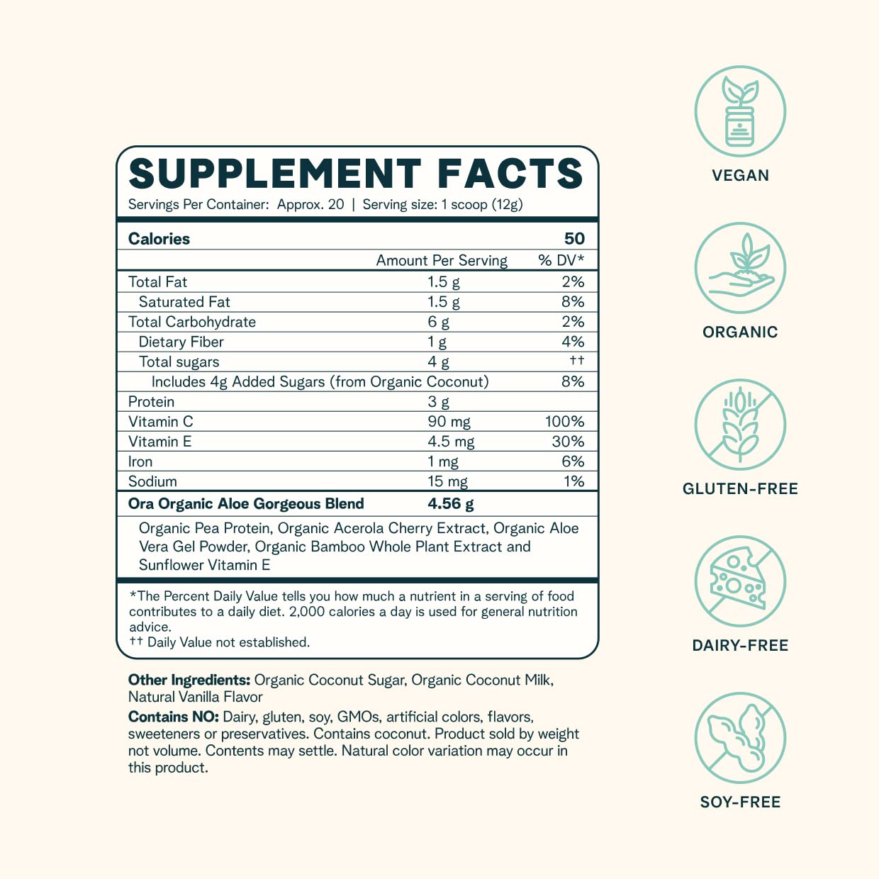 Ora Organic Aloe Gorgeous oats mix, boosts morning nutrition and collagen support.