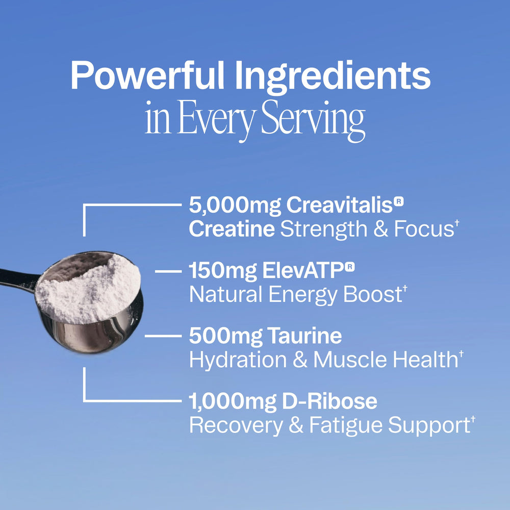 Ora Organic creatine monohydrate powder dissolves clearly in a glass for quick drink