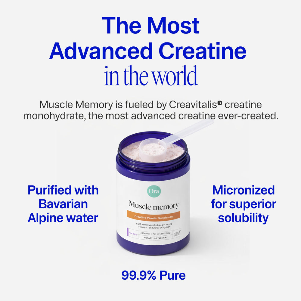 Ora Organic creatine monohydrate scoop in bottle for precise workout portions