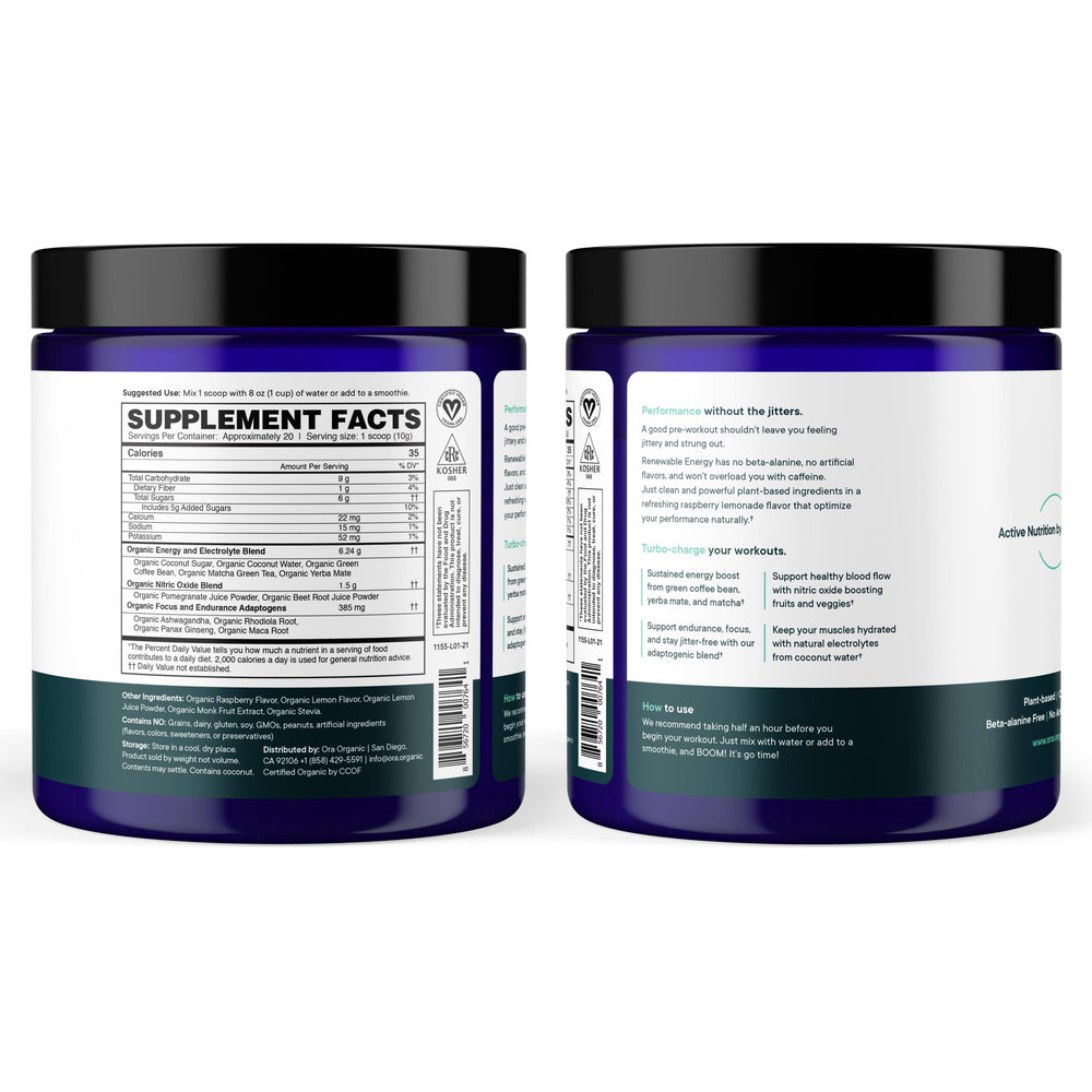 Ora Organic pre-workout third-party-tested seal signaling purity and safety