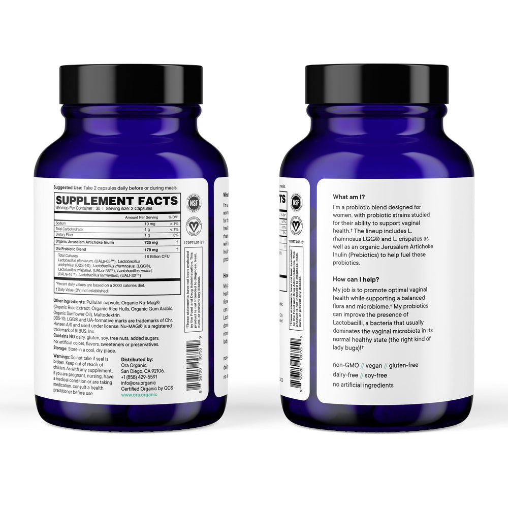 Ora Organic Jerusalem Artichoke prebiotics detail emphasizes gut-friendly fiber.
