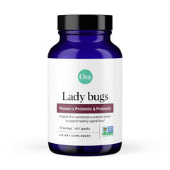 Ora Organic Probiotics for Women bottle on shelf supports vaginal balance and digestive comfort.