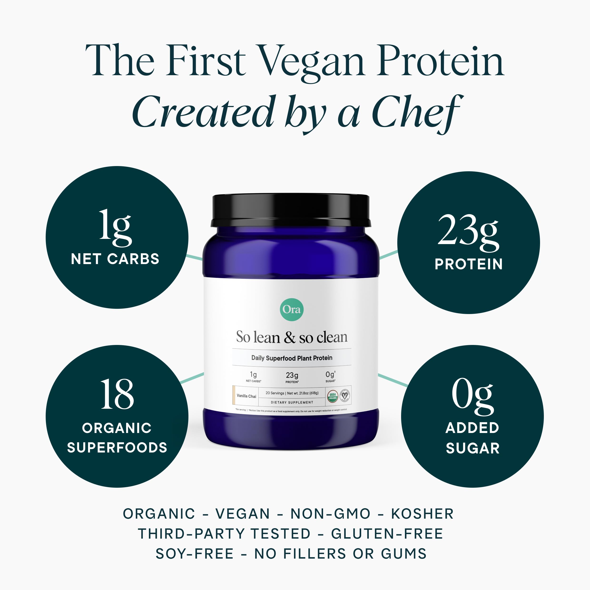 Ora Organic Vanilla Chai protein powder scoop for convenient servings