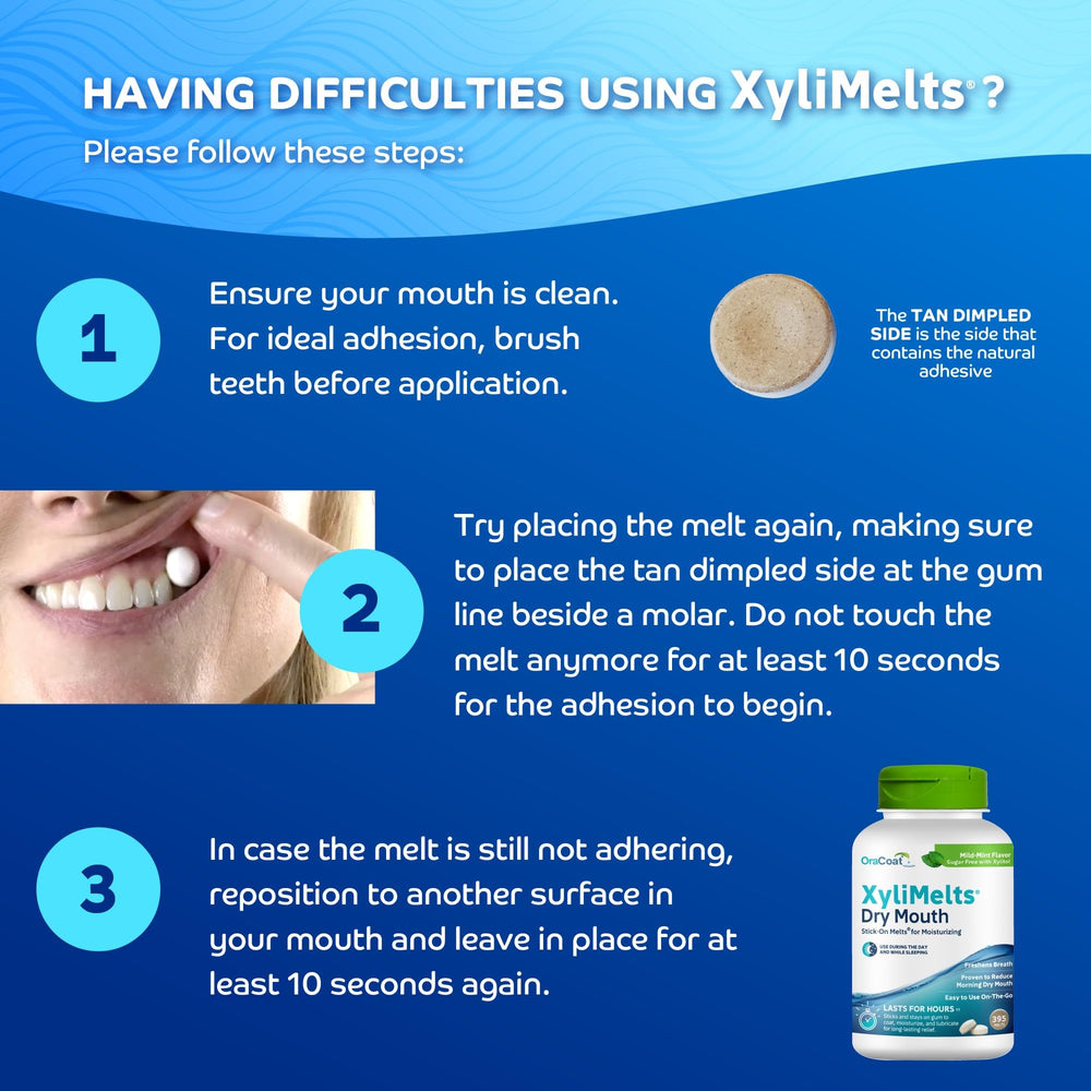 Oracoat XyliMelts designed for nighttime use near the bedside.