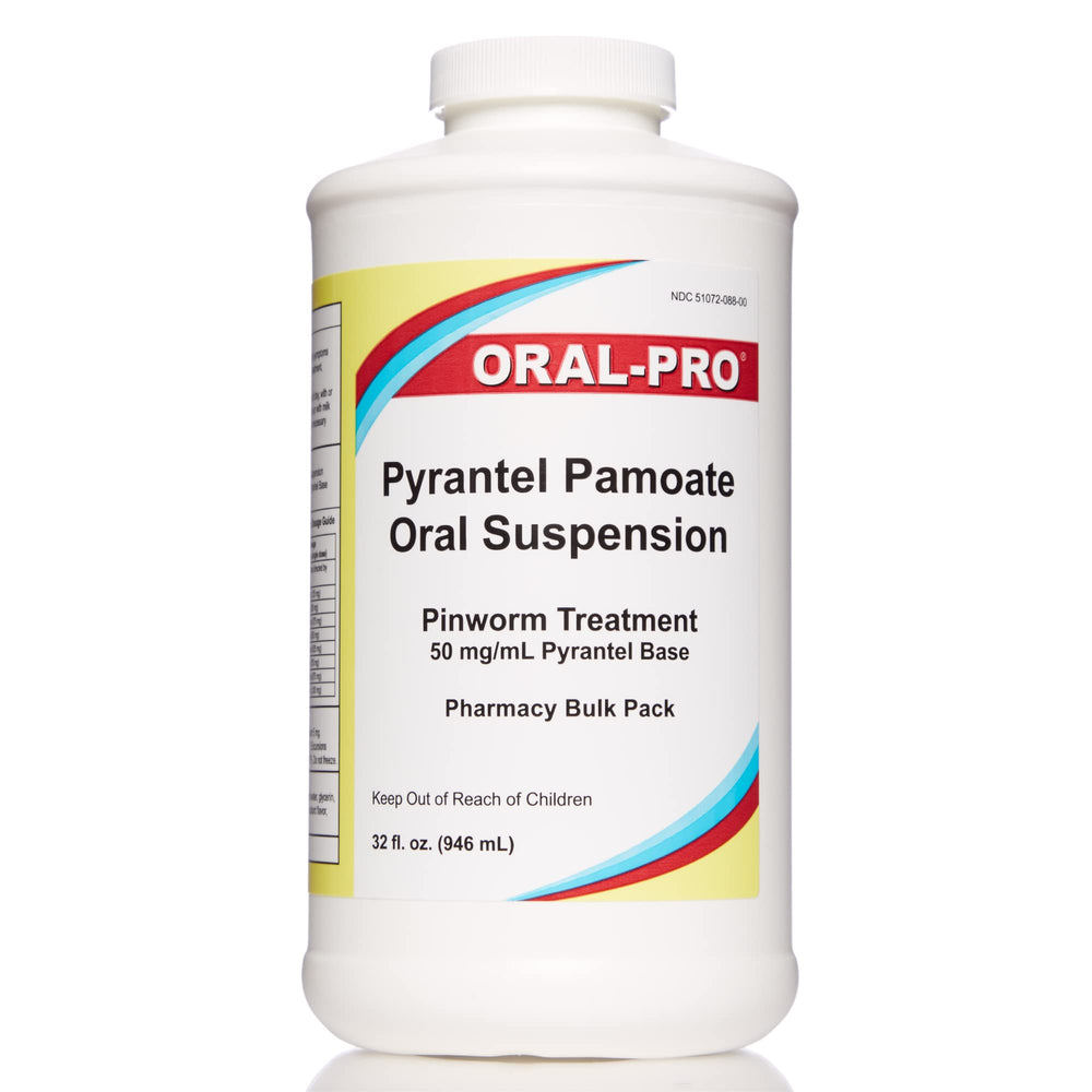 Oral-Pro pyrantel pamoate suspension bottle pour for easy at-home dosing