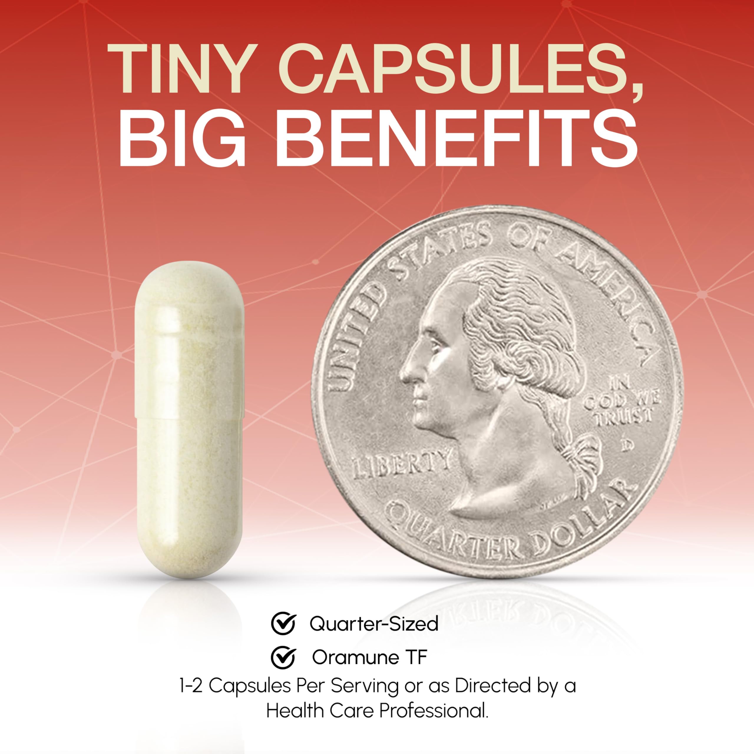 Oramune 100 capsules bottle on display for convenient supplementation