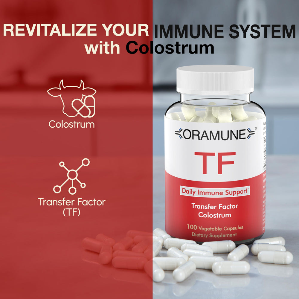 Oramune ingredients view emphasizing transfer factor and colostrum components