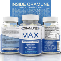 Oramune Max Support being taken with water during a daily routine for easy integration.