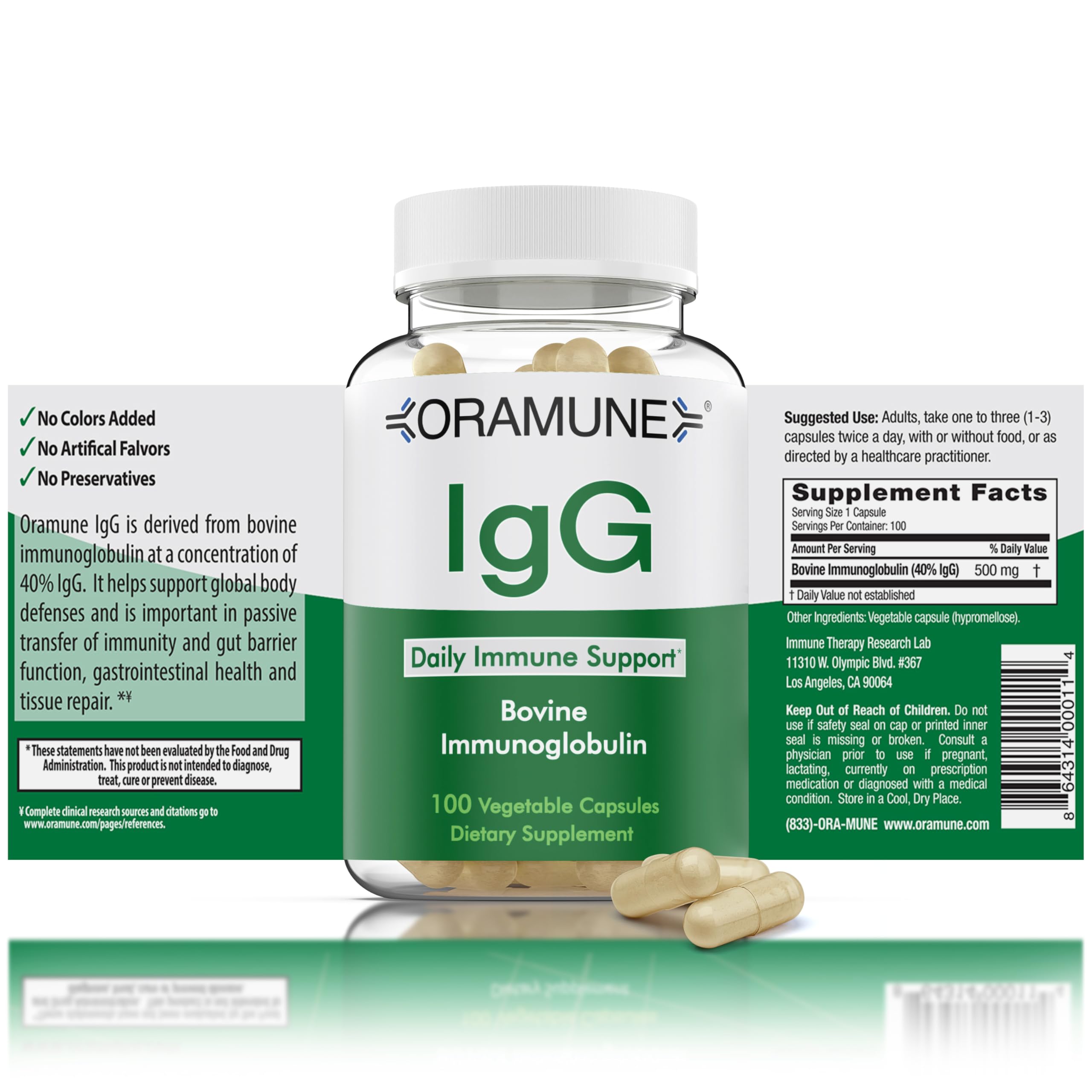 Oramune support bottle for immune wellness and digestion.