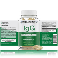 Oramune support bottle for immune wellness and digestion.