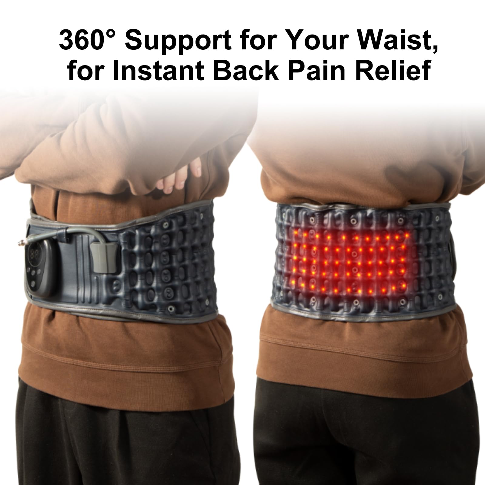 Oramuon back decompression belt with electric pump for easy, adjustable spinal traction