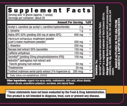 Orange Brainwash powder package on shelf signals premium quality