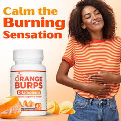 Lifestyle scene: user includes Orange Burps in a digestion-friendly routine.