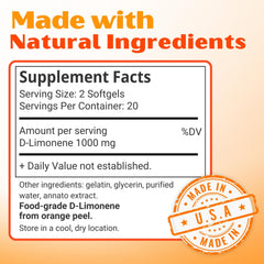Close-up of Orange Burps D-Limonene ingredient from orange peel.