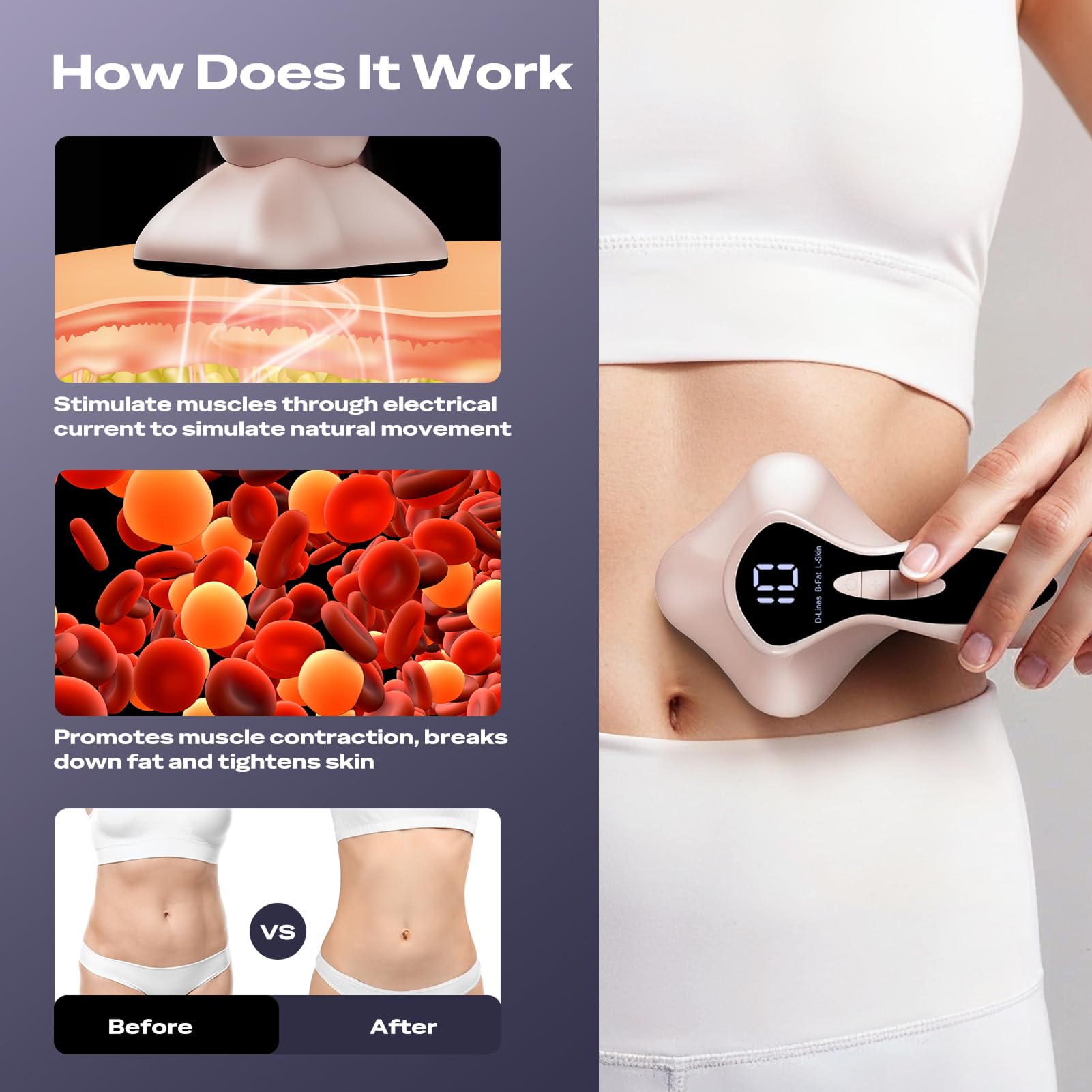 Oranmagic massager on arms for firmer texture and smoother skin.