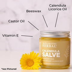 Hands applying Ora's Amazing Herbal Calendula Salve on dry skin.