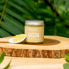 Calendula Salve jar addressing minor skin irritations.