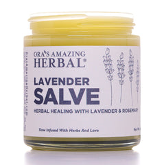 Ora's Amazing Herbal lavender salve jar for soothing dry skin and calm evenings.