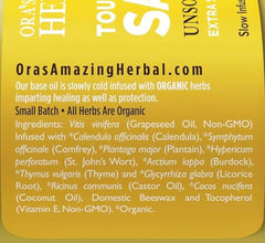 Ora's Amazing Herbal Touchy Skin Salve on eczema-affected area.