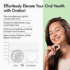 OraTicx dental probiotic microbiome balance image suggesting gum and breath health.