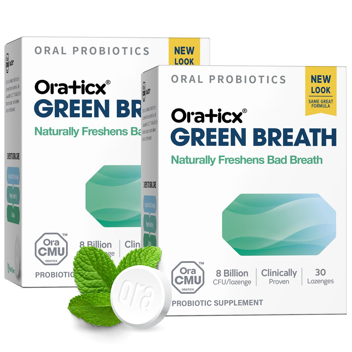 OraTicx packaging for oral probiotics supports fresh breath daily.